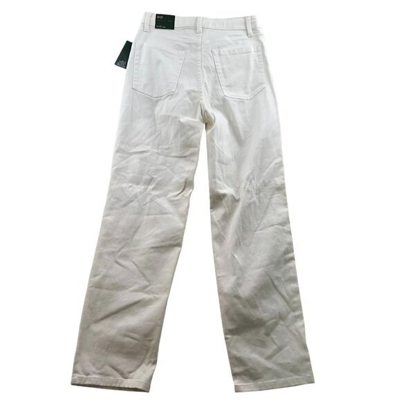 NWT Wild Fable Womens Dad Jeans Size 4 High Rise White Distressed Denim Straight - Picture 2 of 16